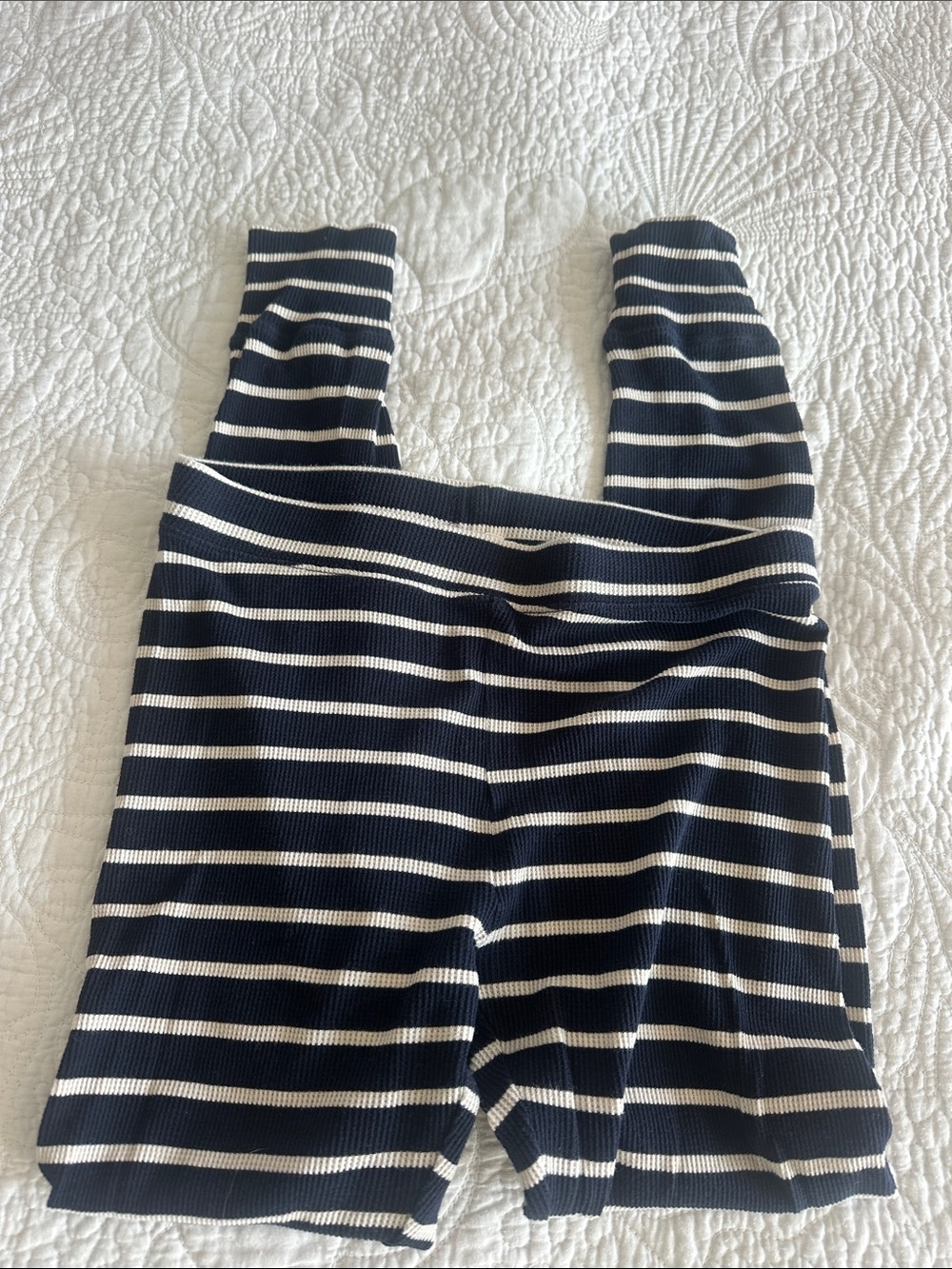 J. Crew Navy and White Striped leggings